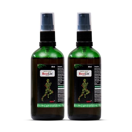 Image of Green Milk Bestlin Liniment | Ayurvedic Pain Relief Oils | Joint Pain Relief Oil for Back, Knee & Muscle Discomfort | Non-Greasy Body Pain Oil for Daily Use | Herbal-Comfort Liniment for Flexible Movement | 90ml (Pack of 2)