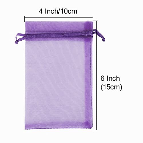 Image of HRX Package 100pcs Organza Bags, 4 x 6 inches Christmas Wedding Favors Gift Drawstring Bags Jewelry Pouches Candy Pouches(Purple)