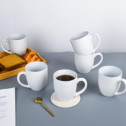 Set de 6 mugs de cerámica blancos mate de 16 oz miniatura 7