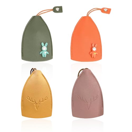 4 portachiavi estraibile, custodia protettiva per chiavi, borsa per chiavi auto, mini custodia impermeabile, custodia per chiavi in cartone animato, custodia universale (4 colori), Colore: rosa.,