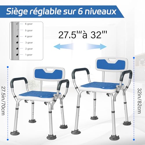 Siège de douche réglable antidérapant 136 kg OUUTMEE