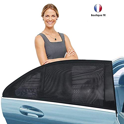movttek France - 2 parasoles para coche, protección solar contra los rayos UV para bebé/niño - Cobertura integral, tamaño universal, tejido extensible Cover
