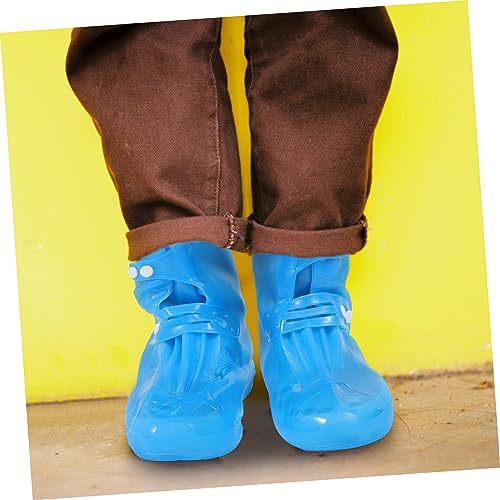 1 par de fundas impermeables para calzado de PVC, diseño alto, para uso exterior, protección contra lluvia y barro, color azul miniatura 7