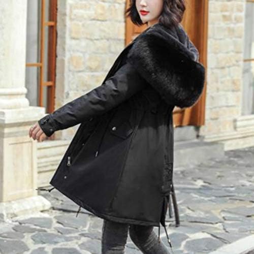 メンズ半袖 素晴らしいコットンライナー暖かいコート防水ジャケットの女性スリムロングコート女性冬大きな毛皮のフード付きパーカーコート サイズ Xxl 緑 Black Color ギフト