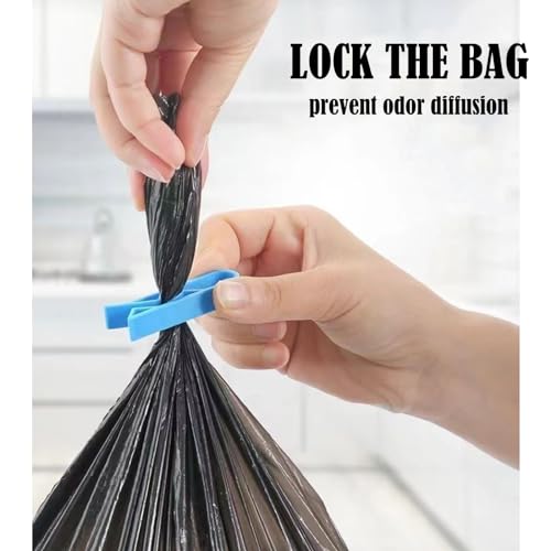 Image of LiXiongBao 10 Pack Garbage Bin Clip,Plastic Kitchen Garbage Bin Clip,Washroom Trash Can Bag Clips, Waste Basket Garbage Bin Clamp,Rubbish Bag Clip,Sturdy Anti-Slip Fixation Clip Holder (Pale Blue)