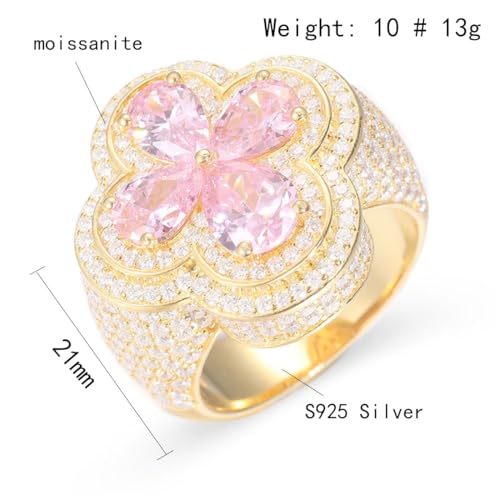 Bague hip hop rose en argent S925 et moissanite pour illuminer vos soirées - 3