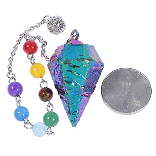 TUMBEELLUWA Healing Crystal Quartz 7 Chakra Pendulum Dowsing Gemstone Divination Reiki Stone3