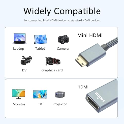 Cable mini HDMI a HDMI macho hembra 4K 60Hz para Raspberry Pi Zero 7