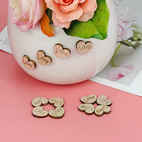 Lystaii 400Pcs Rustic Wooden Love Heart Wedding Table Scatter Decoration Valentines’ Day Engraved Natural Wood Heart Table Confetti Children's Diy For Crafts Wedding Engagement Baby Shower Party #TOP3
