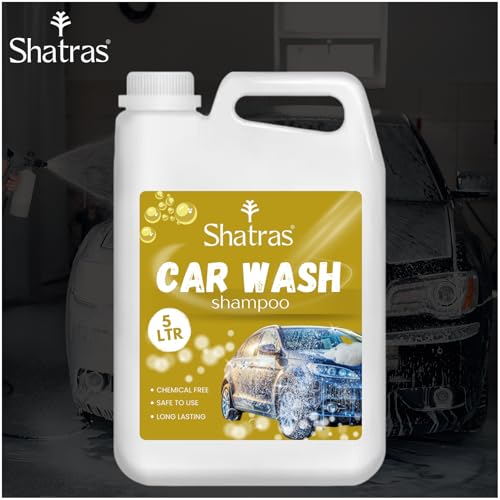 Image of Shatras Car Wash Shampoo - High Foam Car Cleaning Liquid | pH Neutral Formula | Scratch-Free Wash | Deep Cleaning & Extra Shine | Suitable for All Vehicles - 5L (YELLOW)