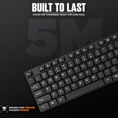 Image of Intex Rise Wired Keyboard (Corona S IT-KB333) | USB Plug & Play | 104 Premium Keys | 5 Million Keystroke Lifespan | Anti-Splash Design | Adjustable Height | 1.2 Meter Cable Length | Black