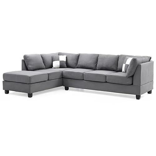 Malone Microsuede Sectional in Gray