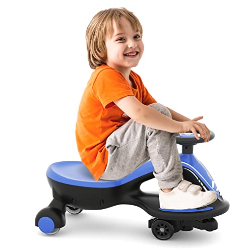 67i Electric Wiggle Car Ride On Toy 2 in 1 Wiggle Car with Rechargeable Battery and Pedal Anti-Rollover PU Flashing Wheel Swing Car for Toddlers and Kids Age 3 Year up (Blue)