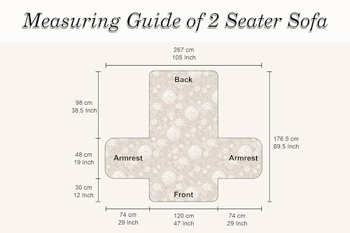 Image of Cloth Fusion 300 GSM Quilted Jaipuri Theme Printed 2 Seater Sofa Cover Mat-Style Fully Covered with Armrest Pockets, Adjustable Straps & Lock Fit (120 cm Seat Run, Floral Toile)