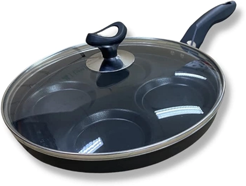 Frigideira Teflon 4 Ovos/hamburgueres Antiaderente Com Tampa de Vidro