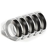 Oozmas Compatible Label Tape Replacement for Dymo Embossing Tape 1/2 Inch 3D Plastic Emboss Labels White Print on Black Compatible with DM1595 Organizer Xpress Pro, 5 Pack