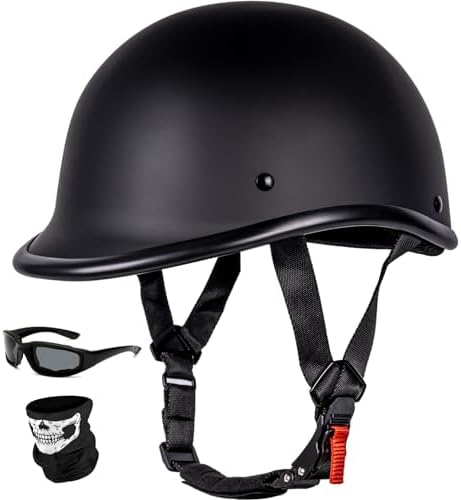 Vintage Motorcycle Half Helmet - Lightweight Low Profile Open-Face Half-Face Helmet – DOT Approved