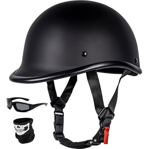 Yesmotor Vintage Motorcycle Half Helmet - Lightweight Low Profile Open-Face Half-Face Helmet – DOT Approved (Matte Black, XXL) Cover