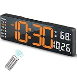 Digital Clock, Digital Wall Clock for Living Room Decor, Desk Alarm Clock for Bedroom, Large Wall Cl