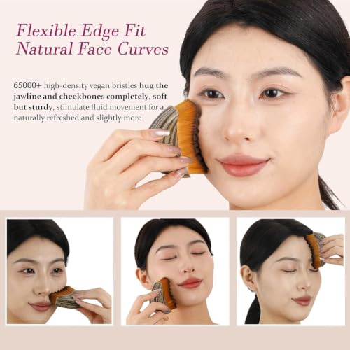 Image of 2-Pack of Diamo Care Lymphatic Contour Face Brush, Manual Drainage Massager Sculpting Jawline & Neck, Super Soft Bristle Facial Tool for Double Chin Reducer, Puffiness Relief & Skin Glow with Ergonomic Fit (Pack of 2)