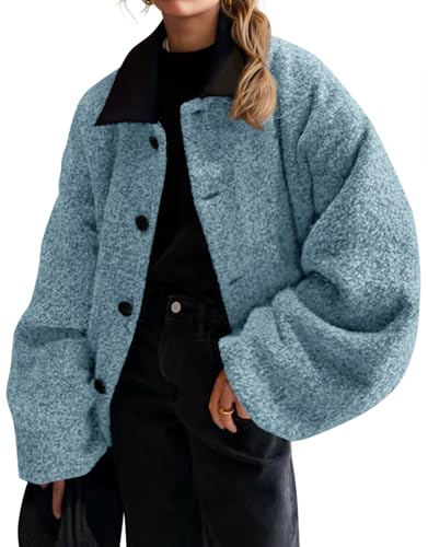 Veste polaire pour femme surdimensionnée contre le froid avec poches amples