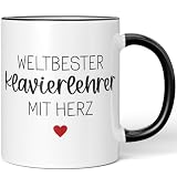JUNIWORDS Tasse, Weltbester Klavierlehrer, Schwarz (6685532)