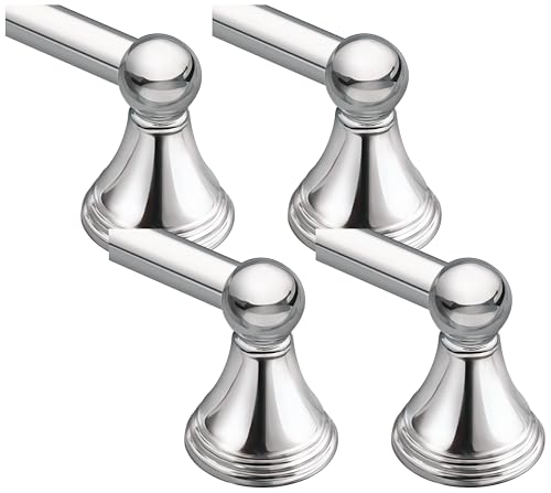 Image of Moen Preston Collection Chrome 24-Inch Single Bathroom Towel Bar, Wall Mounted Hanger for Bath or Kitchen, DN8424CH (Pack of 4)