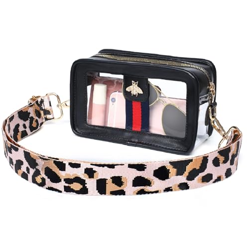 monrich Clear Purses for Women Stadium Approved Crossbody Clear Bag Purse for Stadium Events Concert Black