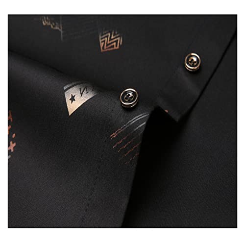 Männer Stretch-Mischungen Umlegekragen Gold glänzende Hemden Koreanischer Stil Plus Size Herrenbekleidung Blusen Groß (Farbe: B, Größe: L) – Bild 7