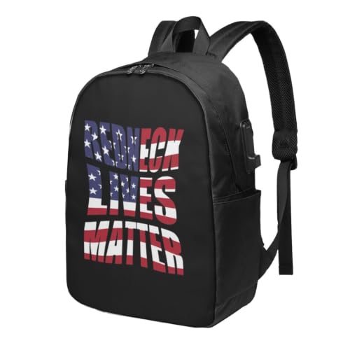 AMZJHGWEU Redneck Lives Matter Travel Laptop Backpack Bag with USB Charging Port 17 Inch Computer Business Backpacks for Women Men Work College Gift,Casual Daypack,Black