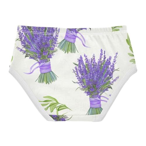 Girls Underwear Toddler 2t Cotton Panties Little Girl Pattern Briefs Underpants Lavender Bouquets Purple Floral White2