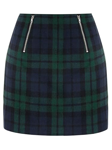 Vrtige Women's Plaid Skirt for Women High Waist A Line Fall Bodycon Pencil Mini Skirt