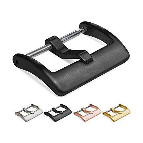 Torbollo Watch Buckle, Black Stainless Steel Watch Clasp 20mm for Leather Silicone Watch Bands Cover