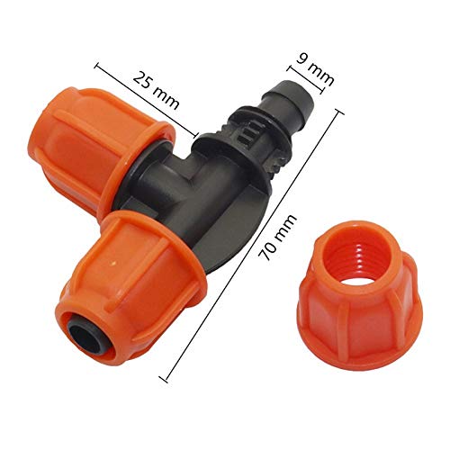 Connector 3/8" 3-Way Hose Connector Lock Nut Pipe Tee Joint Agriculture Greenhouse Irrigation Fittings Garden Accessories 50 Pcs (Color : Black, Diameter : 3/8'')