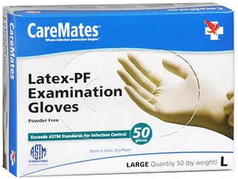 CareMates Latex-Pf Examination Gloves, Large 50 each (Pack of 2)