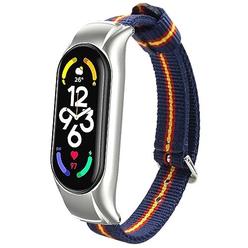 ESTUYOYA - Pulsera de Nylon compatible con Xiaomi Mi Band 8 Colores Bandera de España Doble Banda Nuevo Sistema de Seguridad Antiperdida Azul Otan