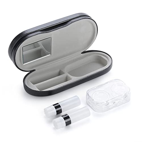 【2 Pack】5-In-1 Contact Lens And Glasses Case Combo Travel Kit (Glasses Case, Contact Lens Case, Contact Lens Travel Size Bottle, Contact Lens Applicator Tool And Mirror) #TOP1