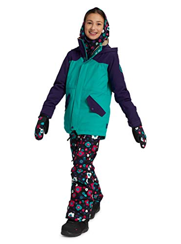 Burton Jaqueta de folhas curtas para meninas, verde dinastia/roxo paraquedas, médio