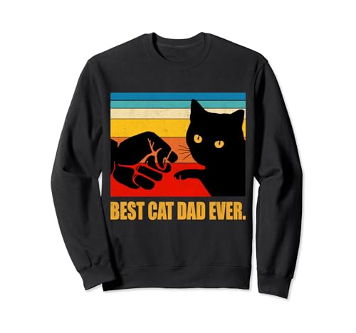 Best Cat Dad Ever - Camiseta vintage para hombre, color negro Sudadera