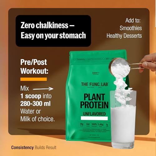 Image of The Func. Lab Plant Protein for Men and Women - Unflavored | 500g | 29g Protein per Scoop | Pea and Rice Blend | Vegan, Sugar‑Free | 100% Clean Label, Gut Friendly, Vegetarian