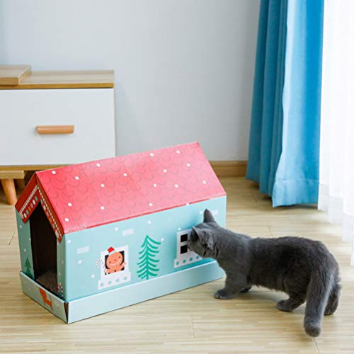 TEHAUX Casa-Casa Do Gato Scratcher Gato Garra Tipo Moedor Casa Cama de Gato Ondulado Papel Gato Gati