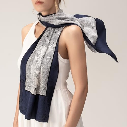 Classcial Patterned Silk Scarf: 100% Mulberry Silk Soft Touch Versatile Wrap Casual Formal Occasion Women's Fashion Accessory 57x14.5 Inch Gift Option Scarf2