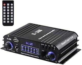 S-288 4 CH Bluetooth 5.0 Home Audio Amplifier, RMS 45Wx4, Max 600W HiFi Stereo Power Amplifier USB, SD, FM Class D Speaker Amp for Home Theater Karaoke, with Power Adapter & Remote Control (1200W)