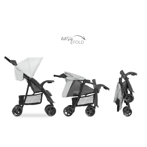 hauck Shopper Neo II, Grey - Kinderbuggy mit Liegeposition ab Geburt bis 22 kg, 2x Tablett mit Getränkehalter, Einhändig Klein Zusammenklappbar, Tasche im Verdeck, XL Korb