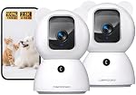 2.5K Indoor Camera 2pack, Free AI Person/Pet/Cry Detection, 4MP Baby/Dog/Cat/Pet Camera Indoor with Phone App, Pan Tilt WiFi Cameras for Home Security, Night Vision, Full Duplex Audio