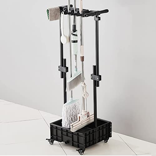 Broom And Mop Holder Movable Hand Trucks Broom and Mop Holder Corner Workshop Space Organizer Tower Garage Put Wet Mops Movable Floor Holder Organizer Kitchen,Restaurant,Business,Garages,Basements/Bla