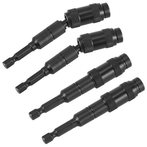 QWORK Pivoting Bit Tip Holder 4 Pack 1/4 Magnetic Screw Drill Tip Pivot Screwdriver Bit Holder Quick Release Hex Screwdriver Bit Holder