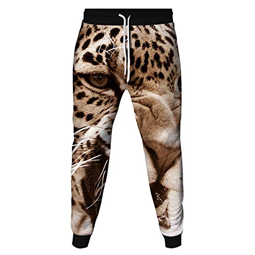 Surwin 3D Tigre Hommes Joggers Pants, Fantaisie Pantalons de Sport pour Hommes Pantalon de Survêtement Sweatpants Pantalons décontractés Doux et Confortables (Léopard,L)