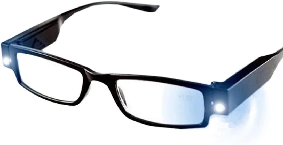 Danse Jupe Multi Strength Reading Glasses Nighttime Reader Glasses with Dual LED Lights Compact Full Frame Eyewear for Clear Vision +2.00