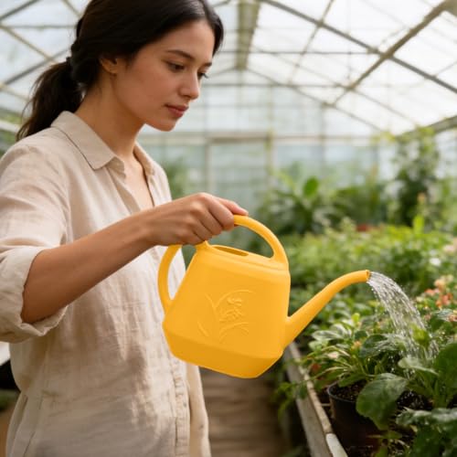 Image of Hand Plant Watering Can - Orange- 1 /2 Gallon